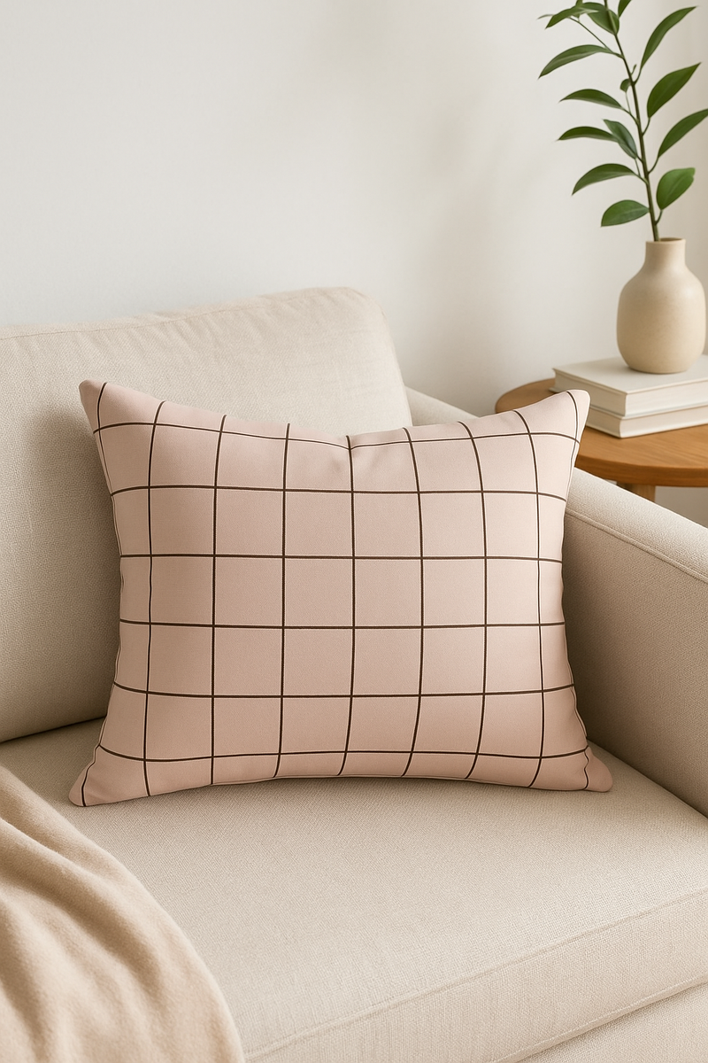 housse de coussin rectangulaire motif géométrique arc-en-ciel et végétal