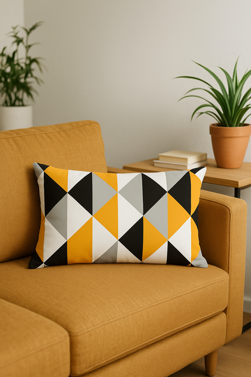 housse de coussin rectangulaire motif géométrique coloré 30 x 50 cm - vue 2 sur 2