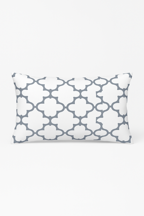 housse de coussin rectangulaire motif géométrique gris patchwork décoratif