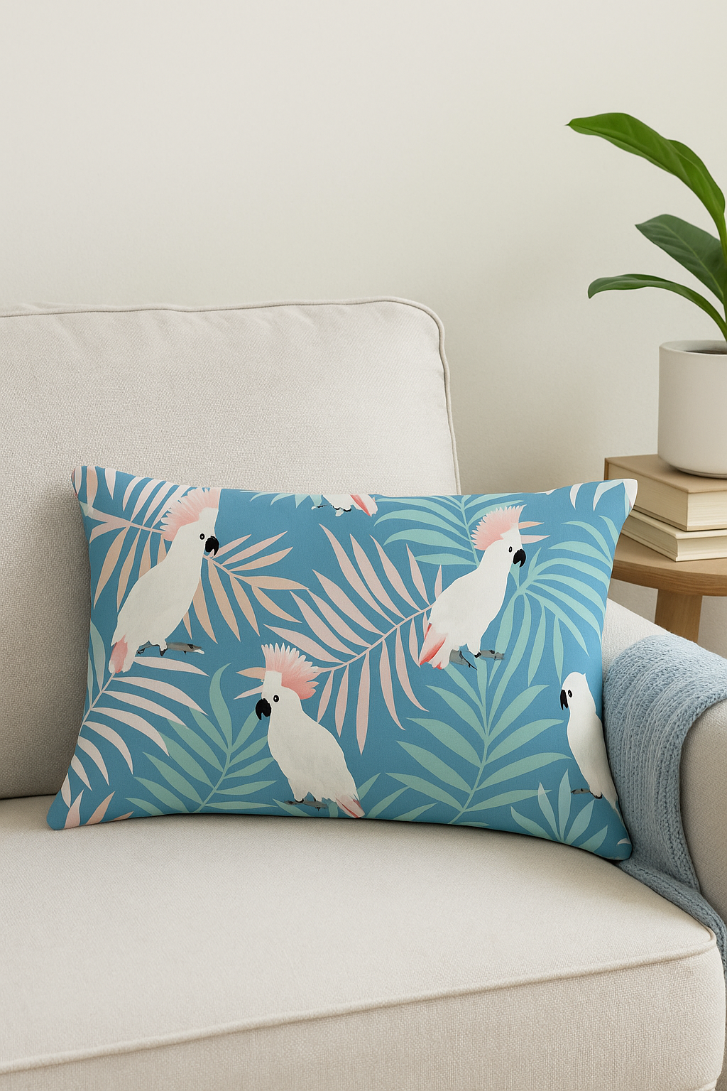 housse de coussin rectangulaire motif tropical vert 30 x 50 cm - vue 2 sur 2