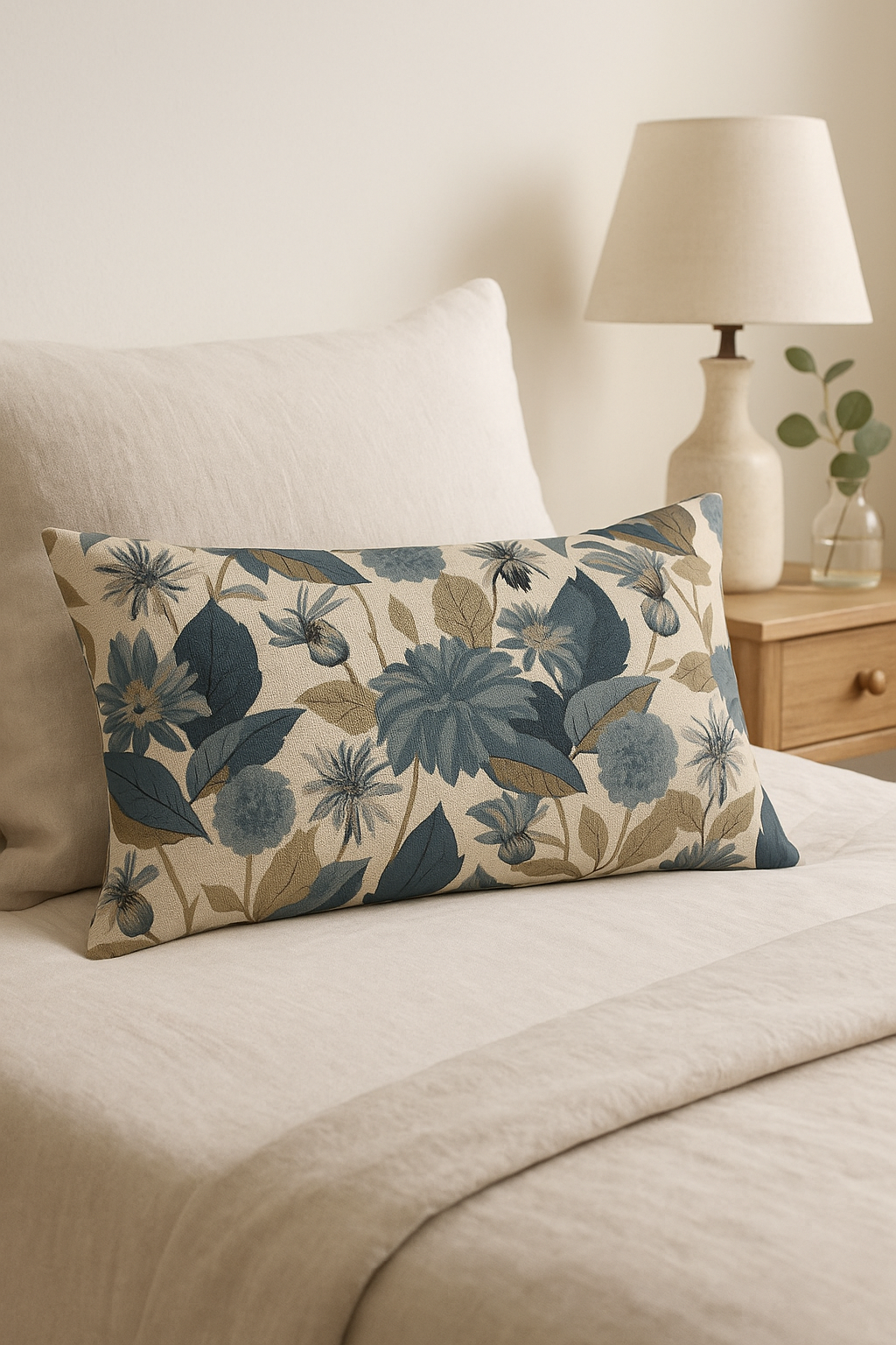 housse de coussin rectangulaire motifs feuilles de tournesol décoratif - vue 2 sur 2
