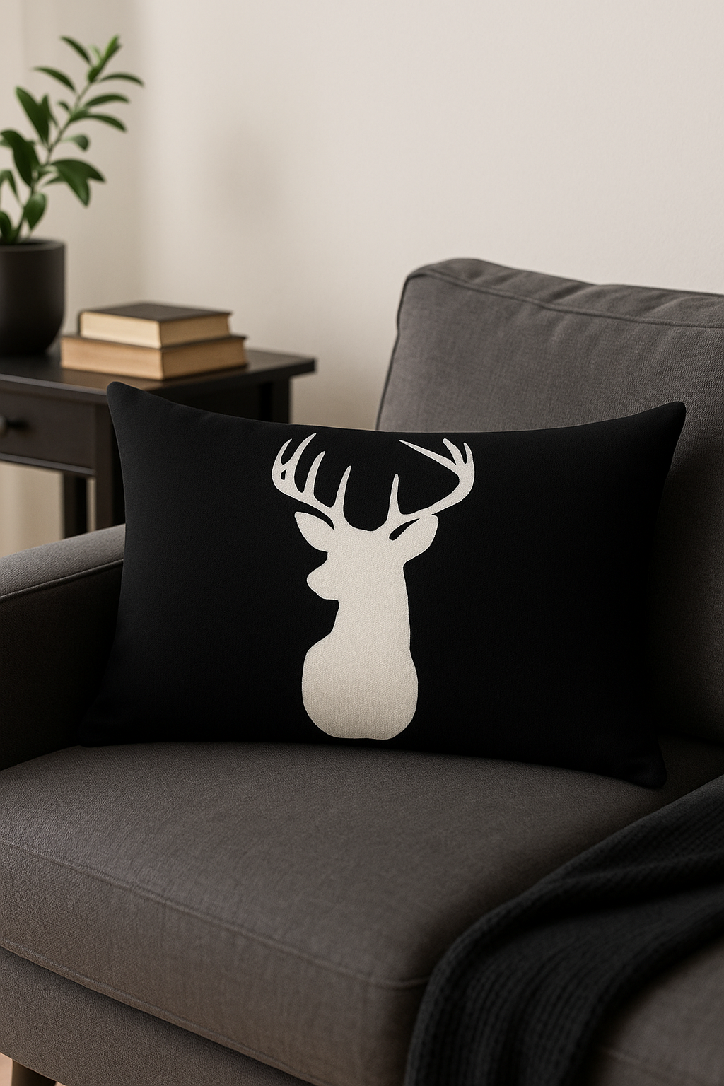housse de coussin rectangulaire noir et blanc géométrique décoratif - vue 2 sur 2