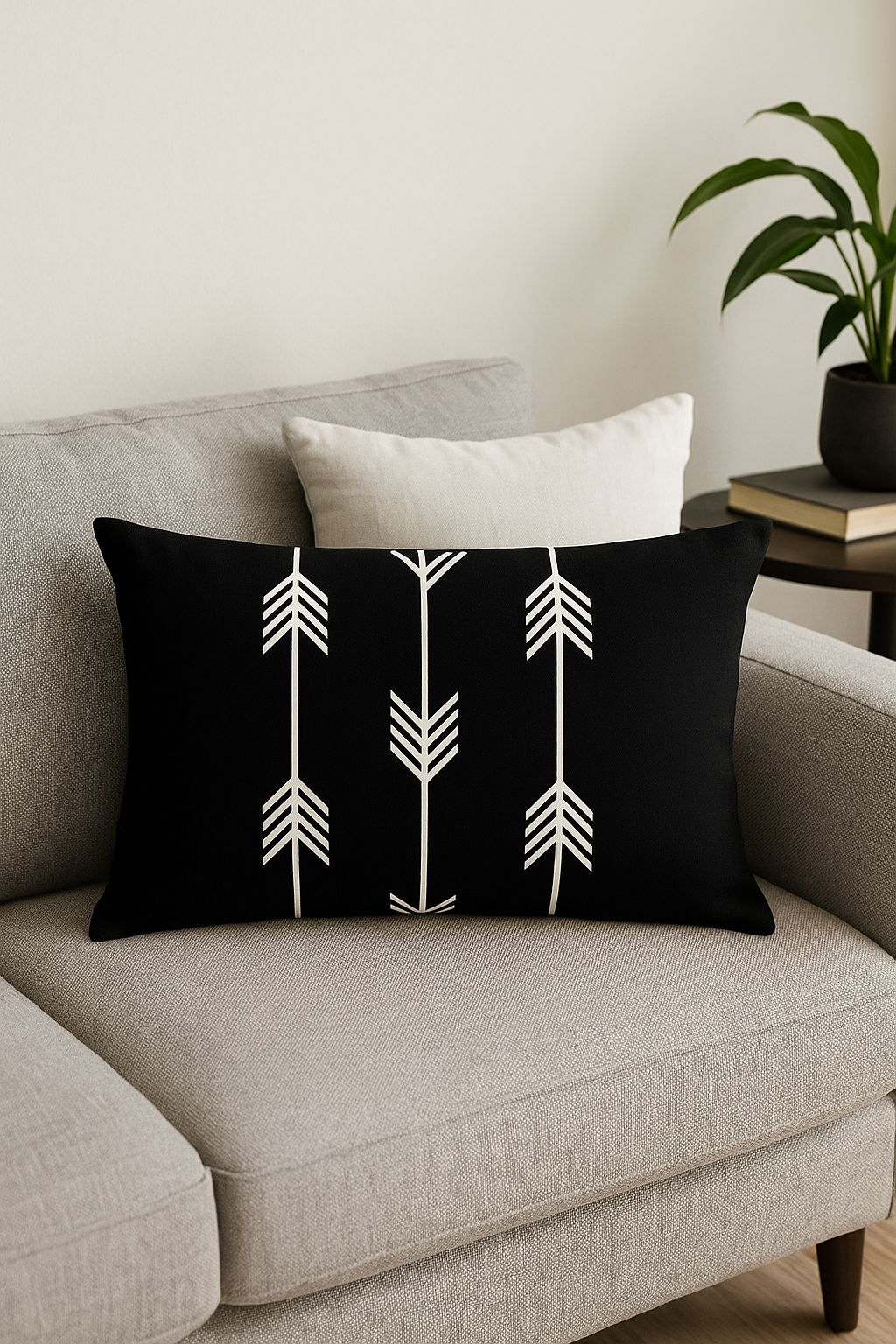 housse de coussin rectangulaire noir et blanc marbré 30 x 50 cm - vue 2 sur 2