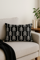 housse de coussin rectangulaire noir et blanc marbré 30 x 50 cm