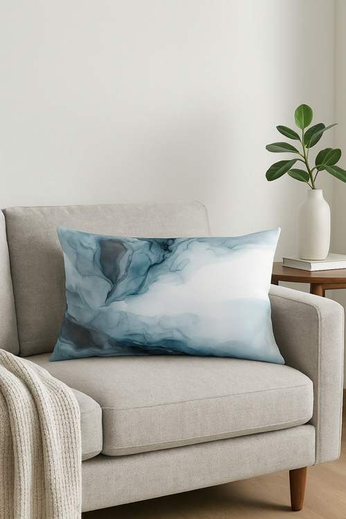 housse de coussin rectangulaire rayures aquarelle style chinois 30 x 50 cm - vue 2 sur 2