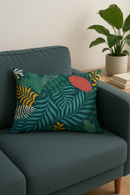 housse de coussin rectangulaire tropicale vertes 30 x 50 cm