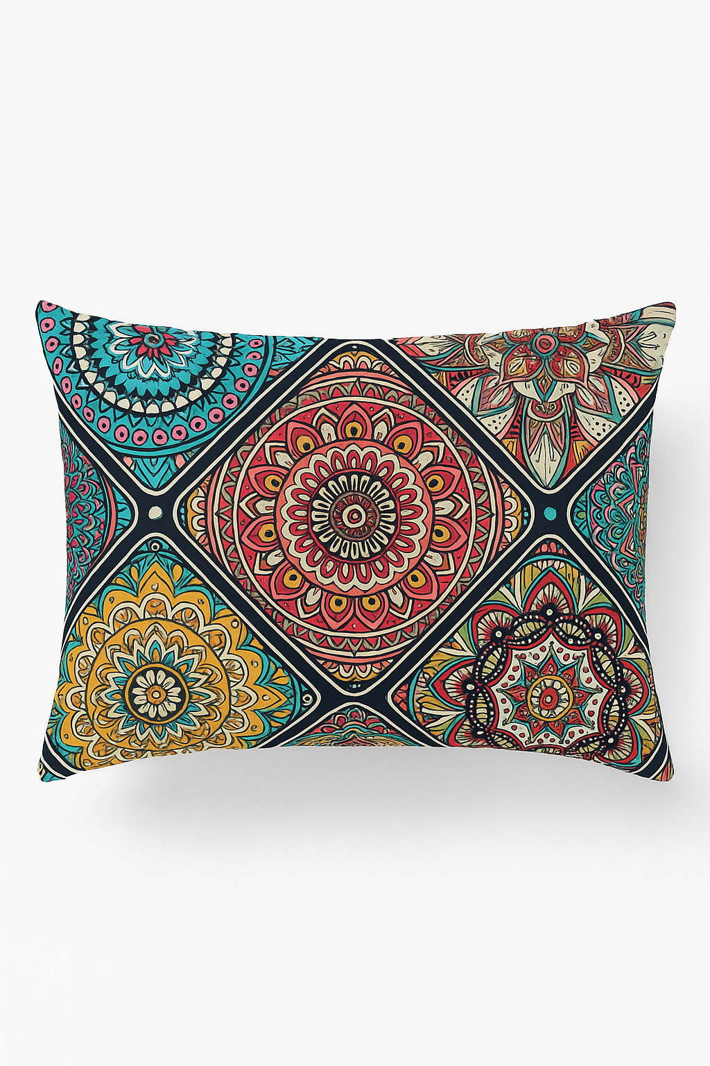 housse de coussin rectangulaire vintage motif mandala coloré