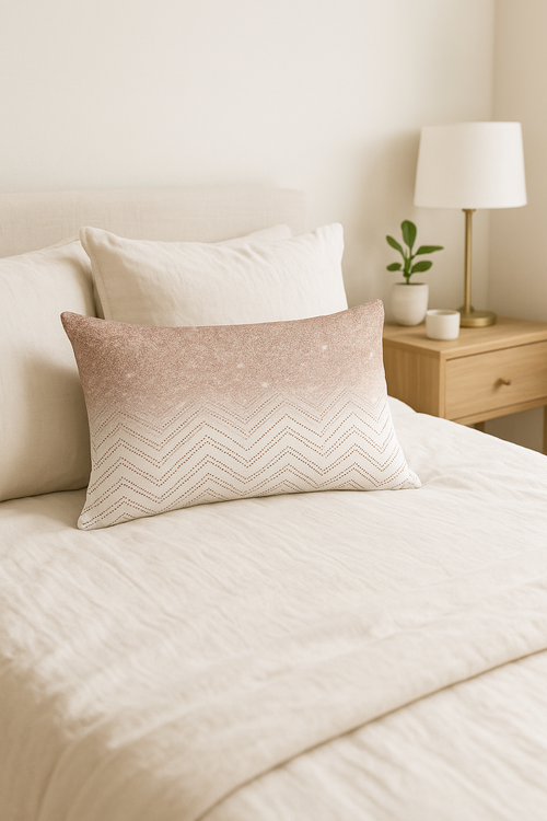 housse de coussin rose à motif géométrique décoratif pour la maison - vue 2 sur 2