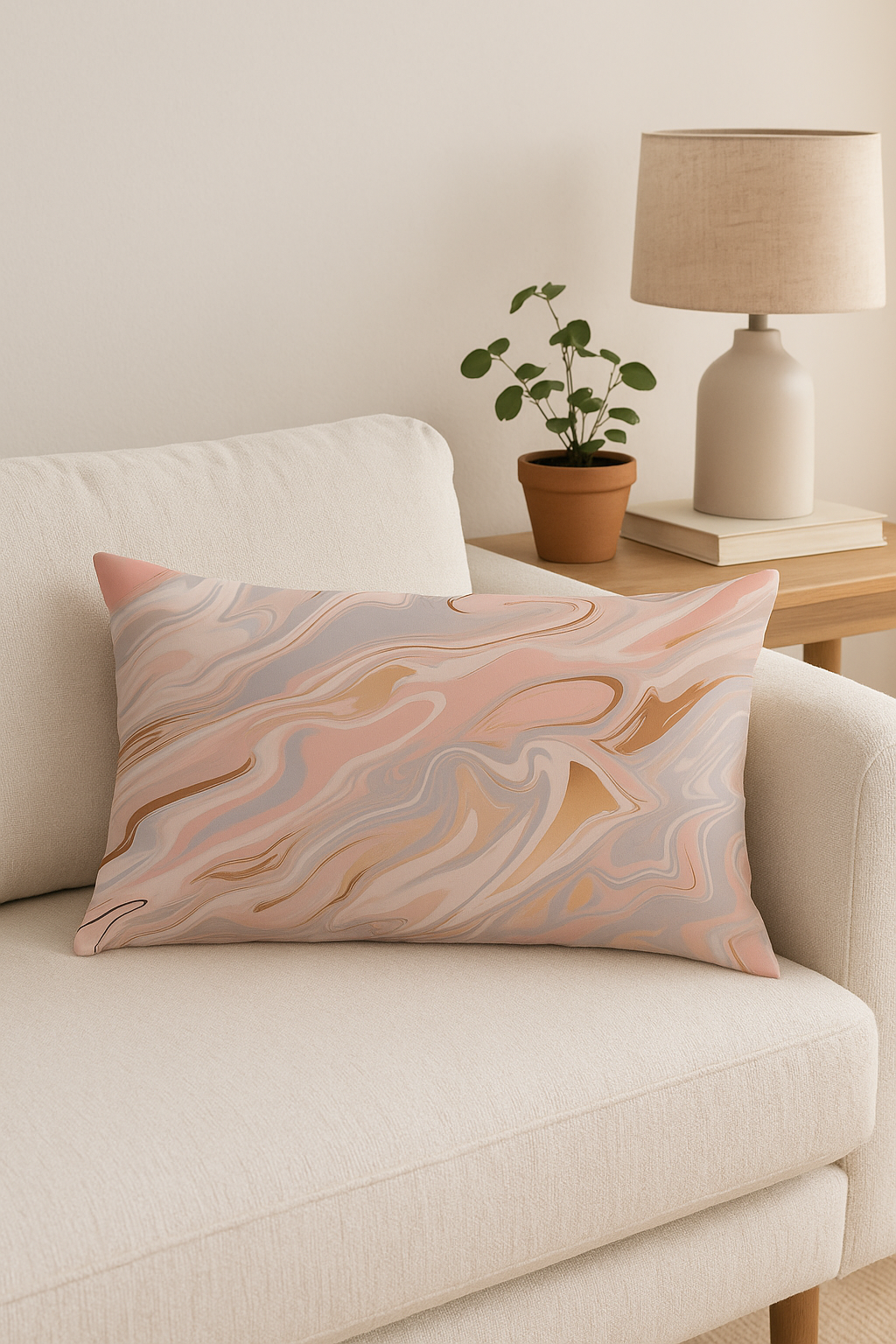 housse de coussin rose à motif géométrique tendance décorative - vue 2 sur 2