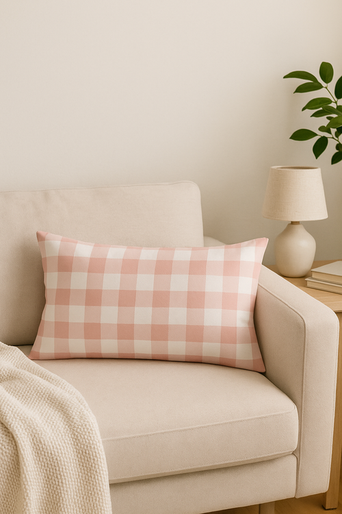 housse de coussin rose à motif géométrique tendance pour la maison - vue 2 sur 2