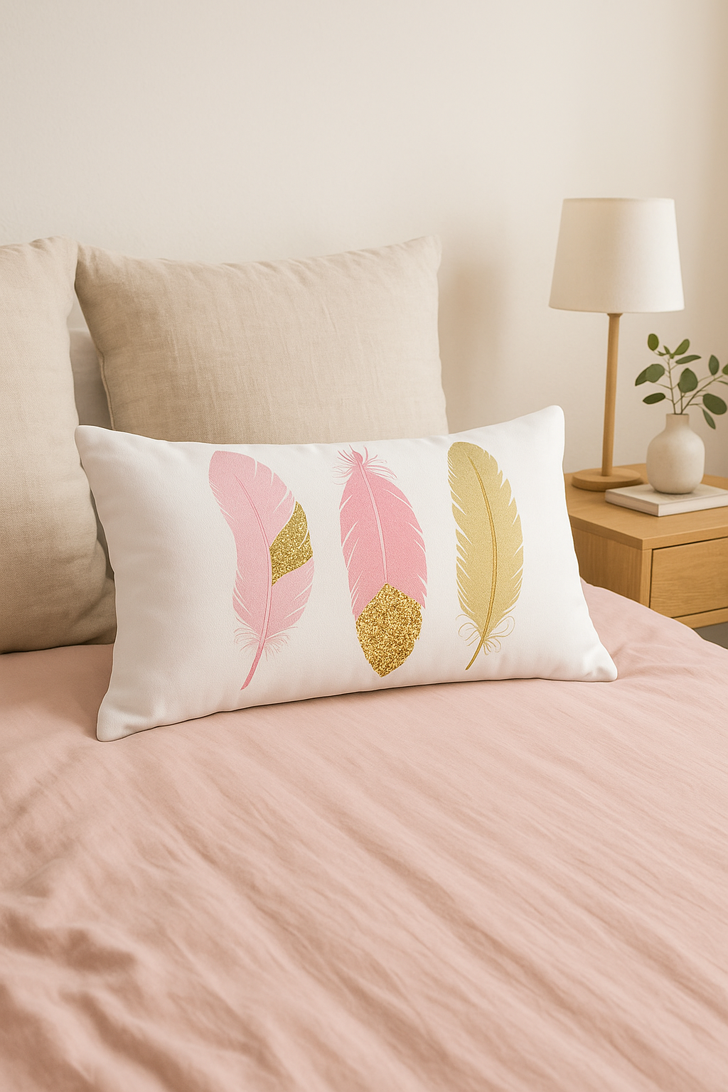housse de coussin rose motif géométrique décoratif tendance pour la maison - vue 2 sur 2