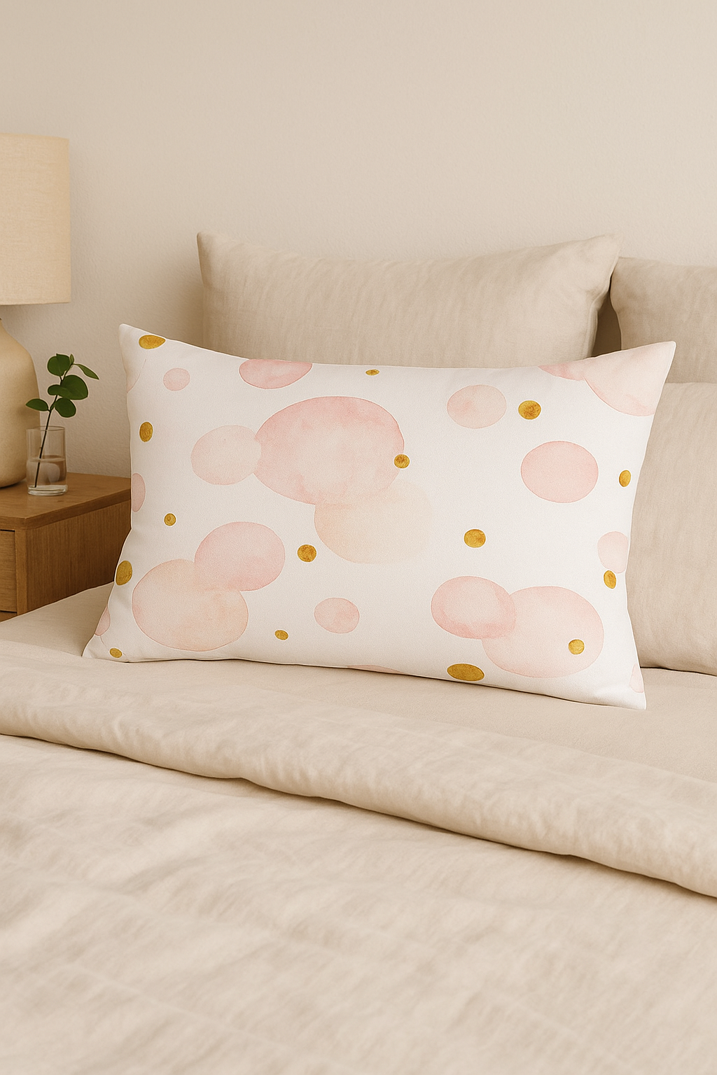 housse de coussin rose motif géométrique décoration intérieure tendance - vue 2 sur 2