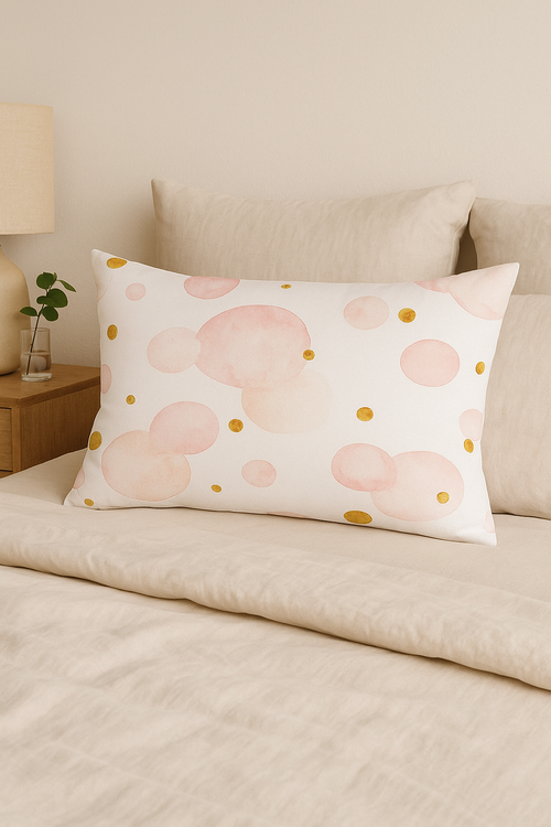 housse de coussin rose motif géométrique décoration intérieure tendance - vue 2 sur 2