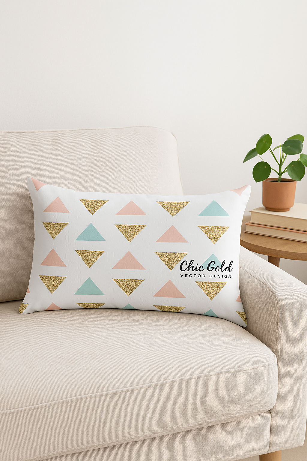 housse de coussin rose motif géométrique pour déco tendance - vue 2 sur 2