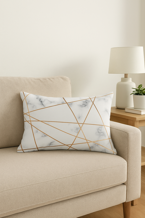 housse de coussin rose motif géométrique pour décoration intérieure - vue 2 sur 2