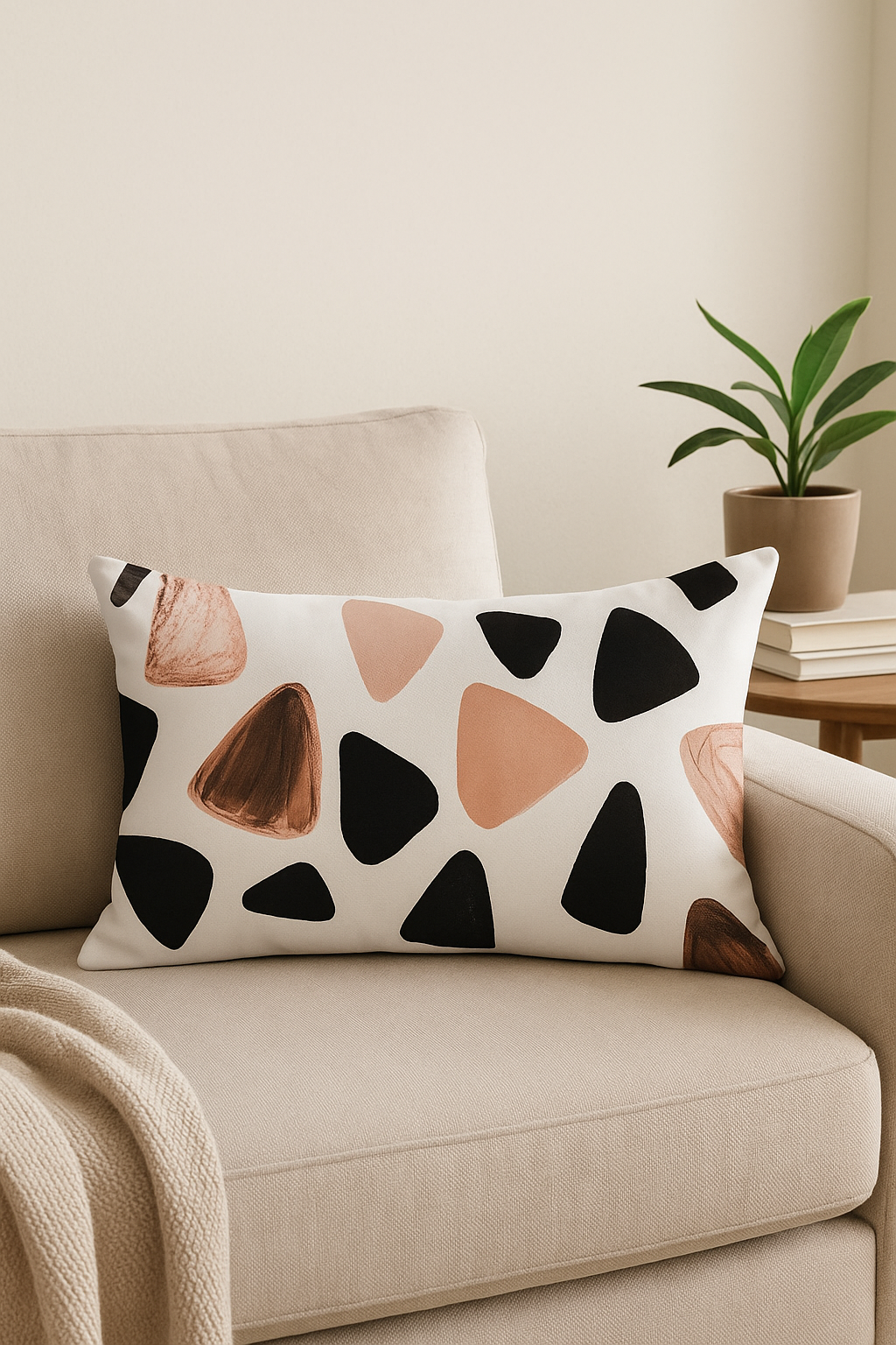 housse de coussin rose motif géométrique tendance décoration intérieure - vue 2 sur 2