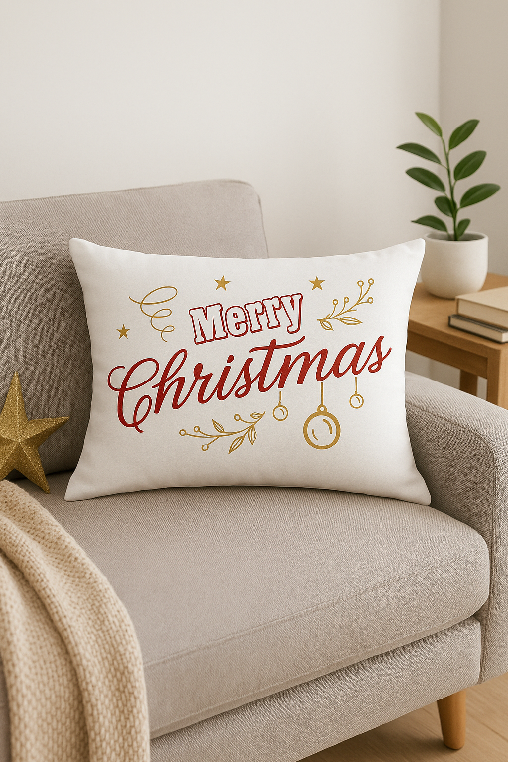 housse de coussin rouge de noël pour décoration festive - vue 2 sur 2