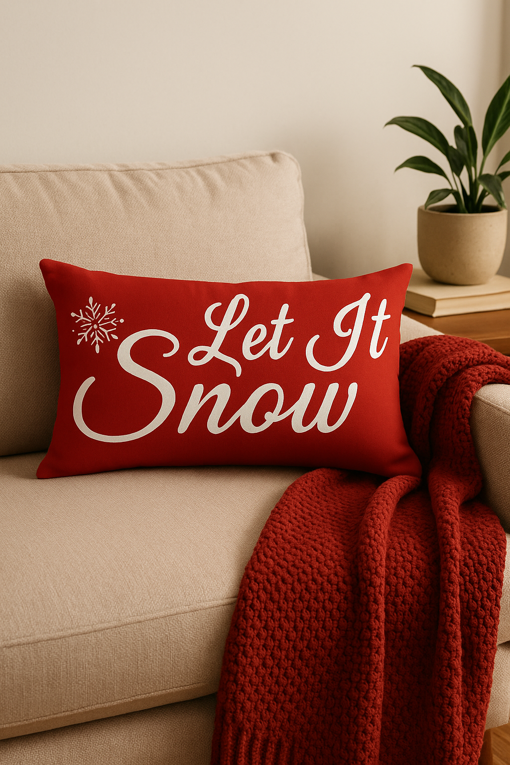 housse de coussin rouge de Noël pour décoration intérieure - vue 2 sur 2