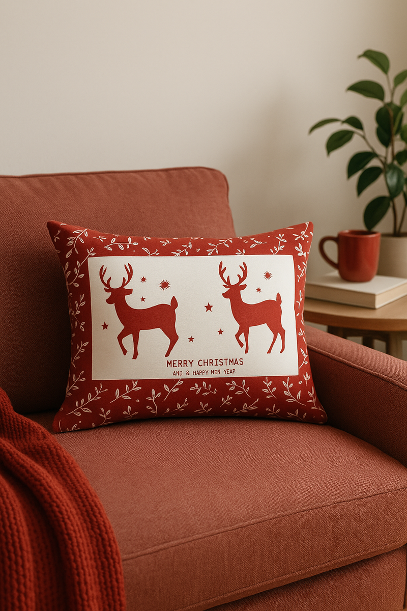 housse de coussin rouge de noël pour décoration intérieure