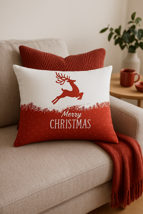housse de coussin rouge de Noël pour décoration intérieure - vue 2 sur 2