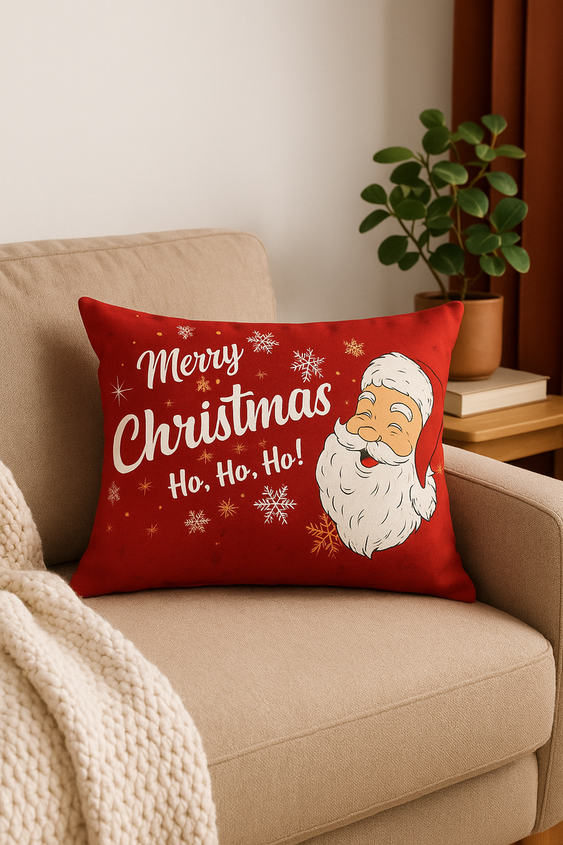 housse de coussin rouge de Noël pour décoration intérieure