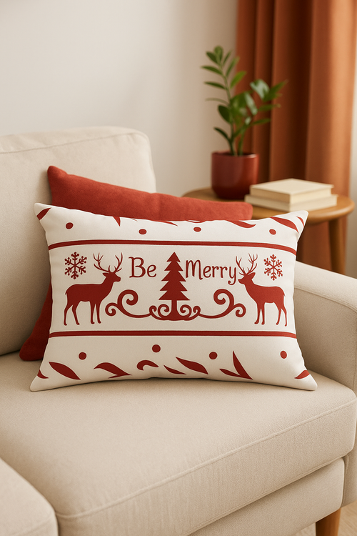 housse de coussin rouge de Noël pour décoration intérieure - vue 2 sur 2