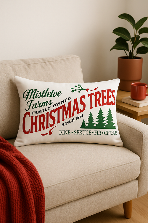 housse de coussin rouge décorative pour Noël et canapé - vue 2 sur 2
