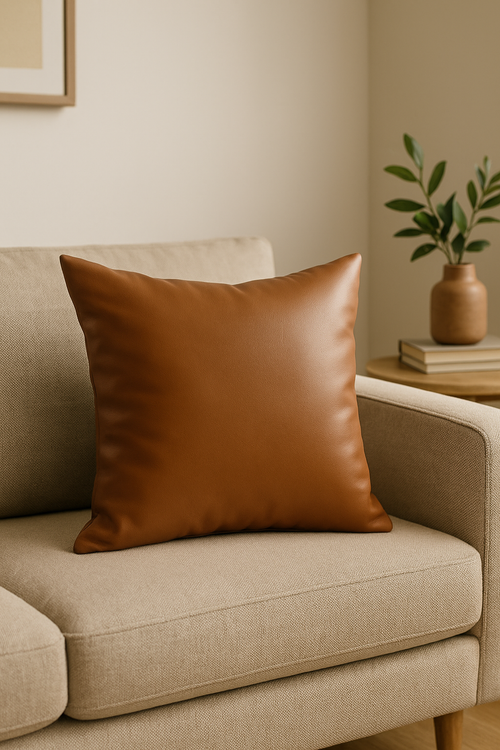 housse de coussin similicuir décoratif 45x45 60x60 pour canapé-lit - vue 2 sur 2