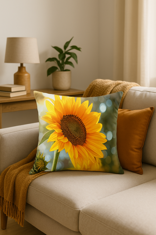 housse de coussin tournesol décorative pour été - vue 2 sur 2