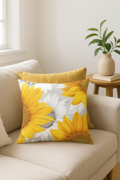 housse de coussin tournesol décorative pour été et intérieur - vue 2 sur 2