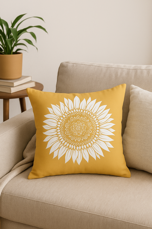 housse de coussin tournesol pour déco estivale et chaleureuse - vue 2 sur 2