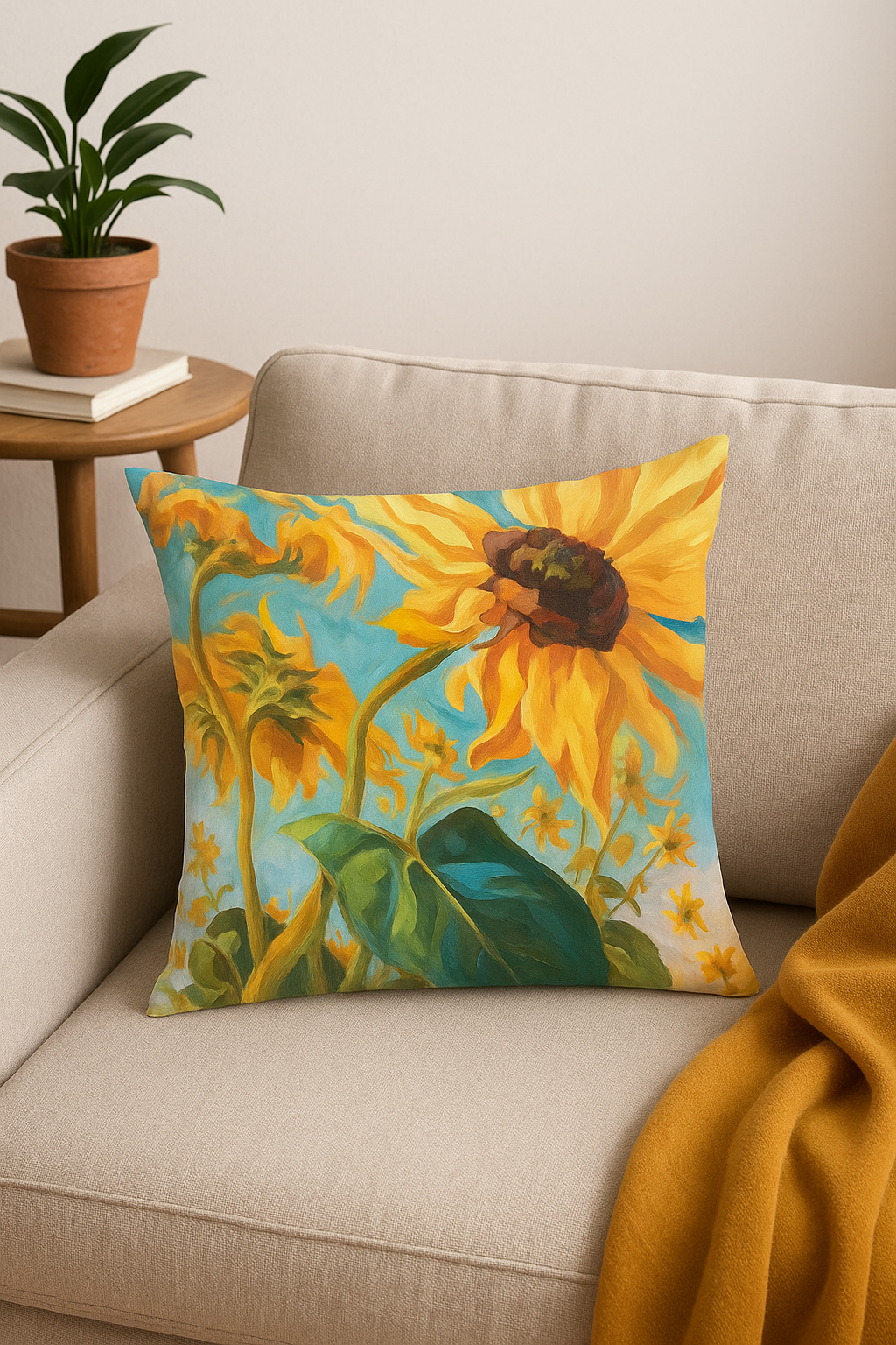 housse de coussin tournesol pour décoration estivale élégante - vue 2 sur 2