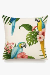 housse de coussin tropical motif perroquet coloré pour salon