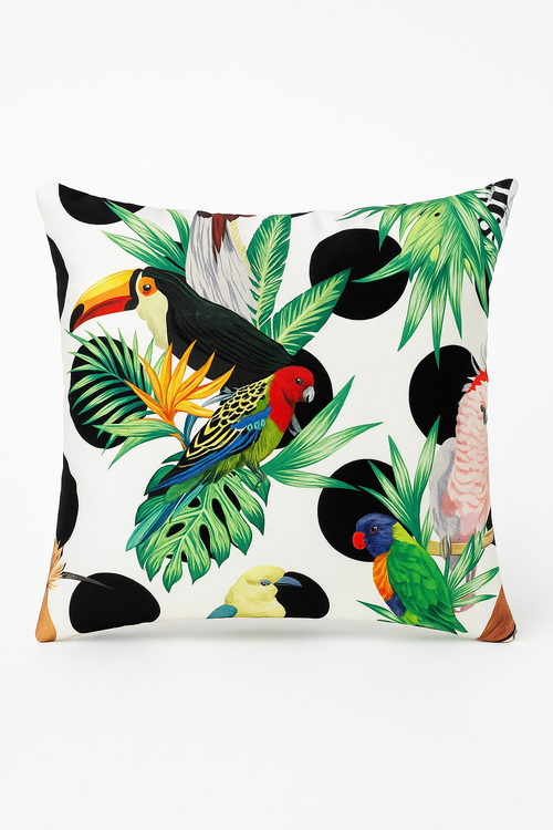 housse de coussin tropical motif perroquet pour canapé