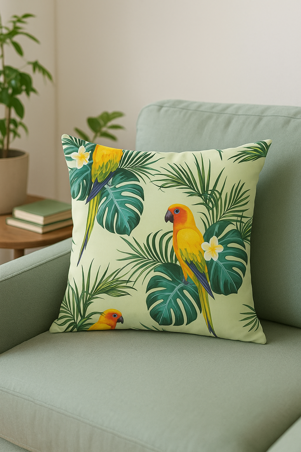 housse de coussin tropical motif perroquet pour canapé - vue 2 sur 2