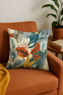 housse de coussin tropicale pour un salon élégant
