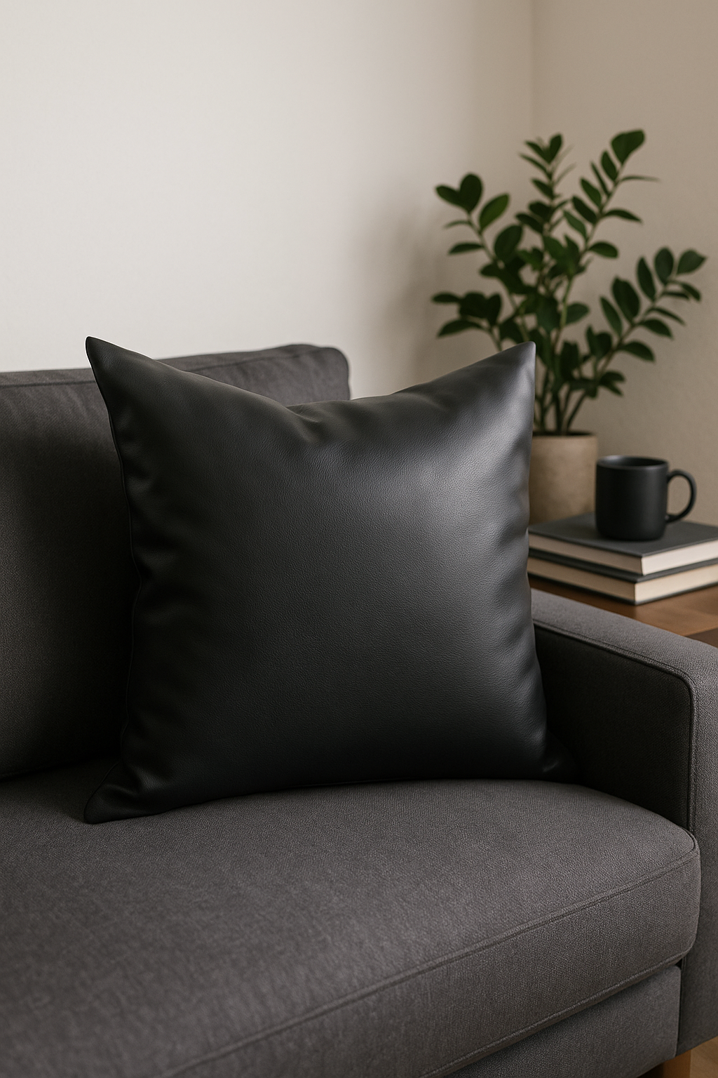 housse de coussin unie en similicuir plusieurs tailles disponibles - vue 2 sur 2