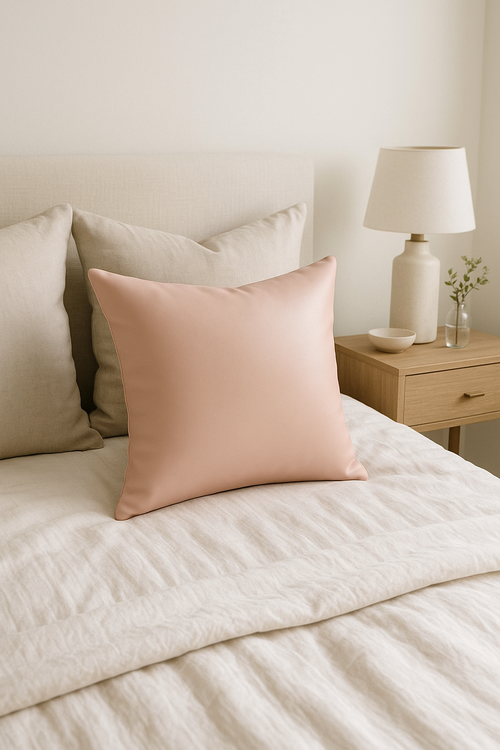 housse de coussin unie en similicuir pour décoration intérieure - vue 2 sur 2