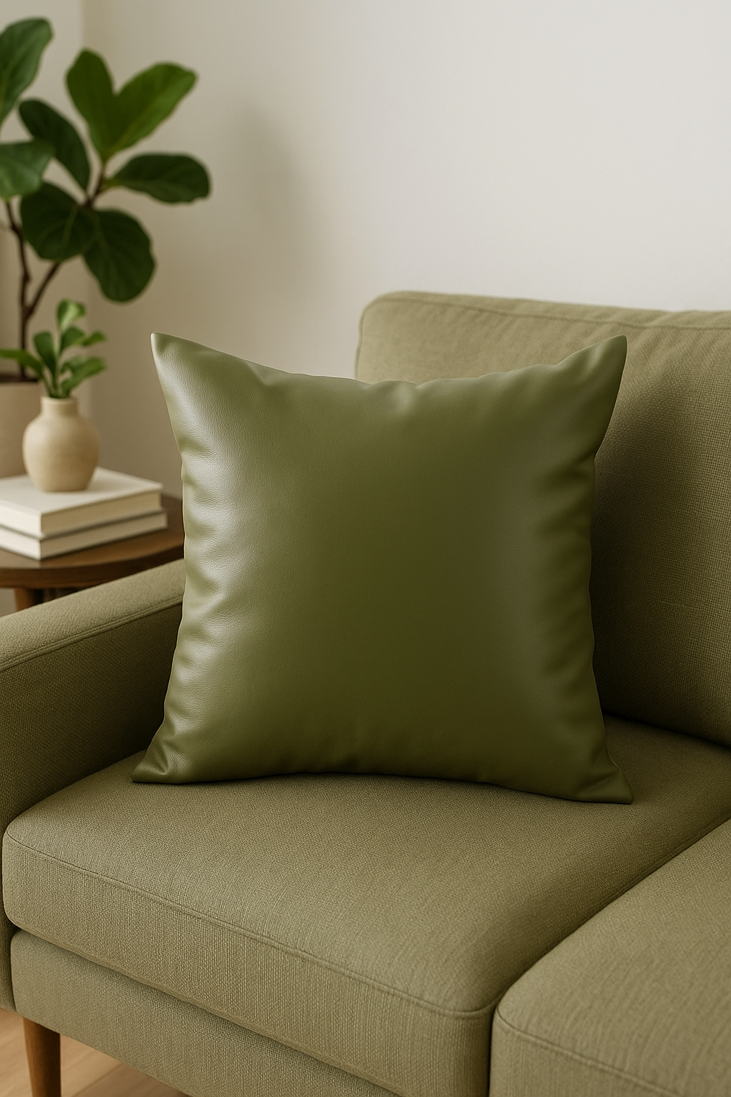 housse de coussin unie en similicuir pour décoration intérieure - vue 2 sur 2