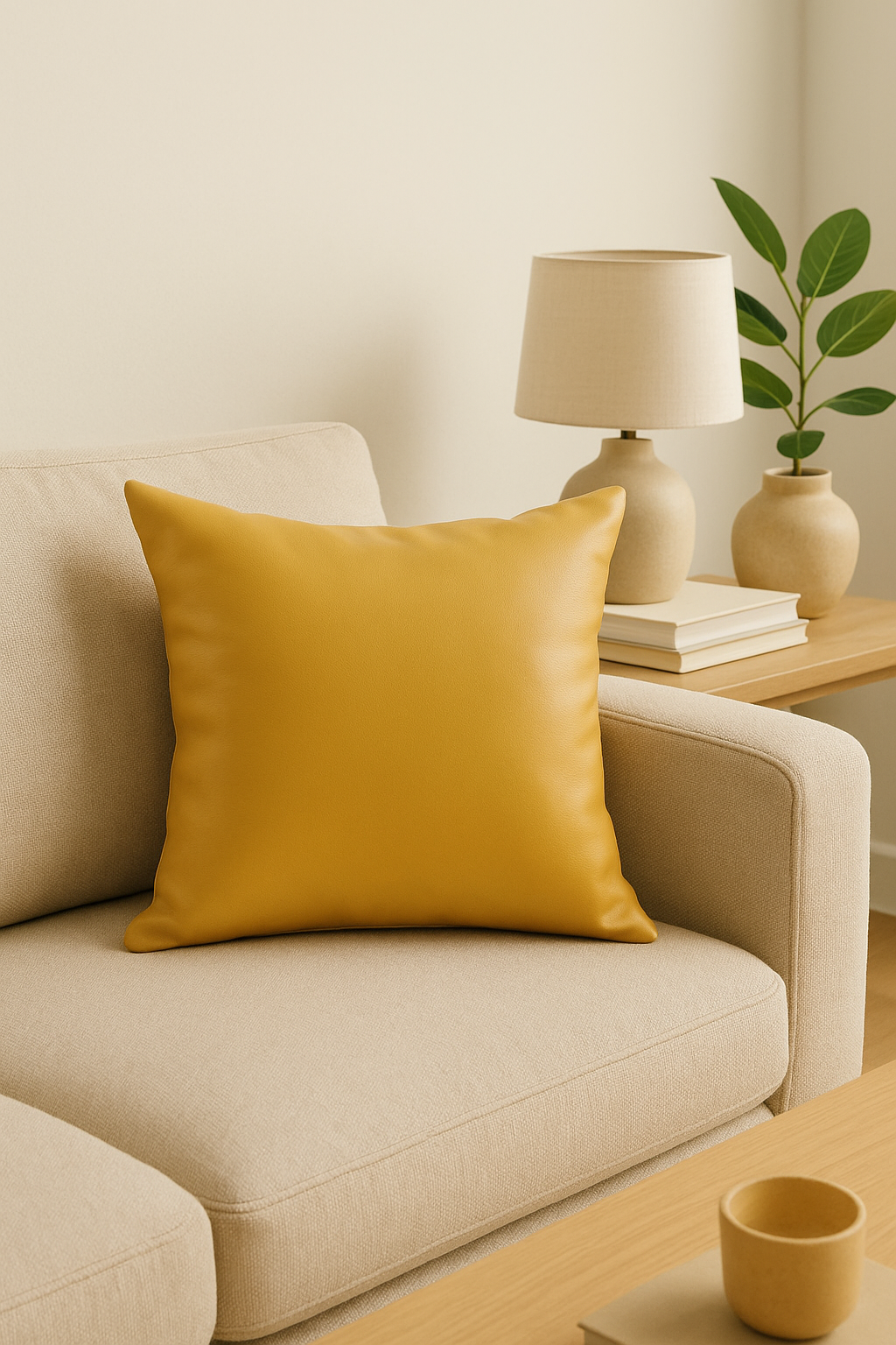 housse de coussin unie en similicuir pour décoration intérieure - vue 2 sur 2