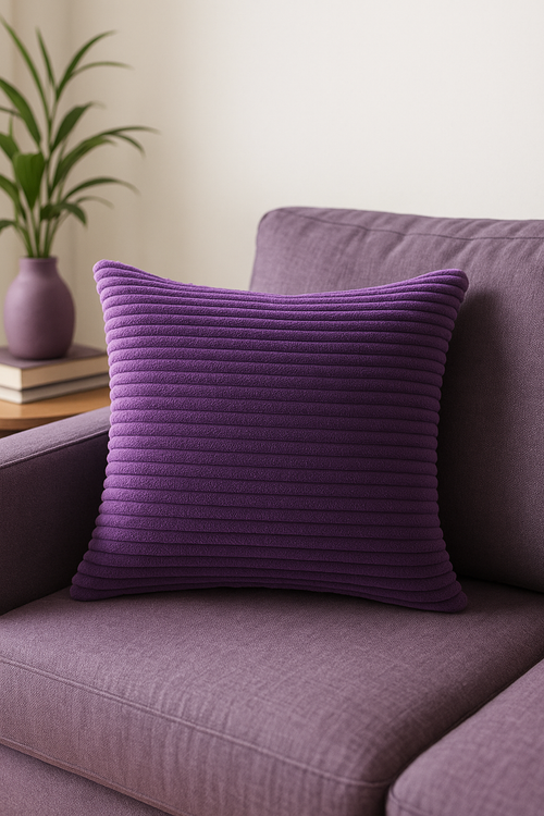 housse de coussin velours côtelé rayé 30x50cm 50x70cm unie - vue 2 sur 2