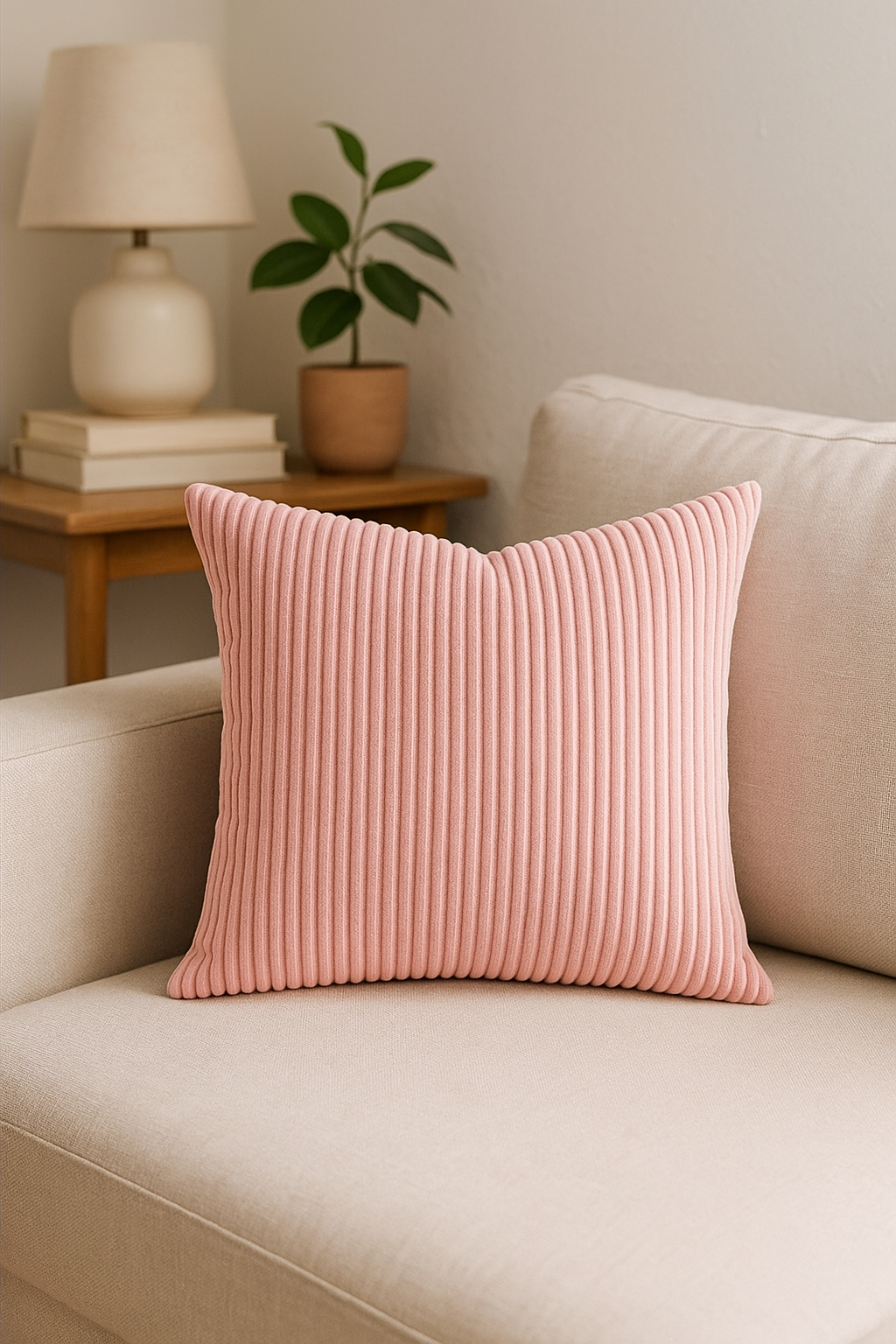 housse de coussin velours côtelé rayé pour canapé-lit - vue 2 sur 2