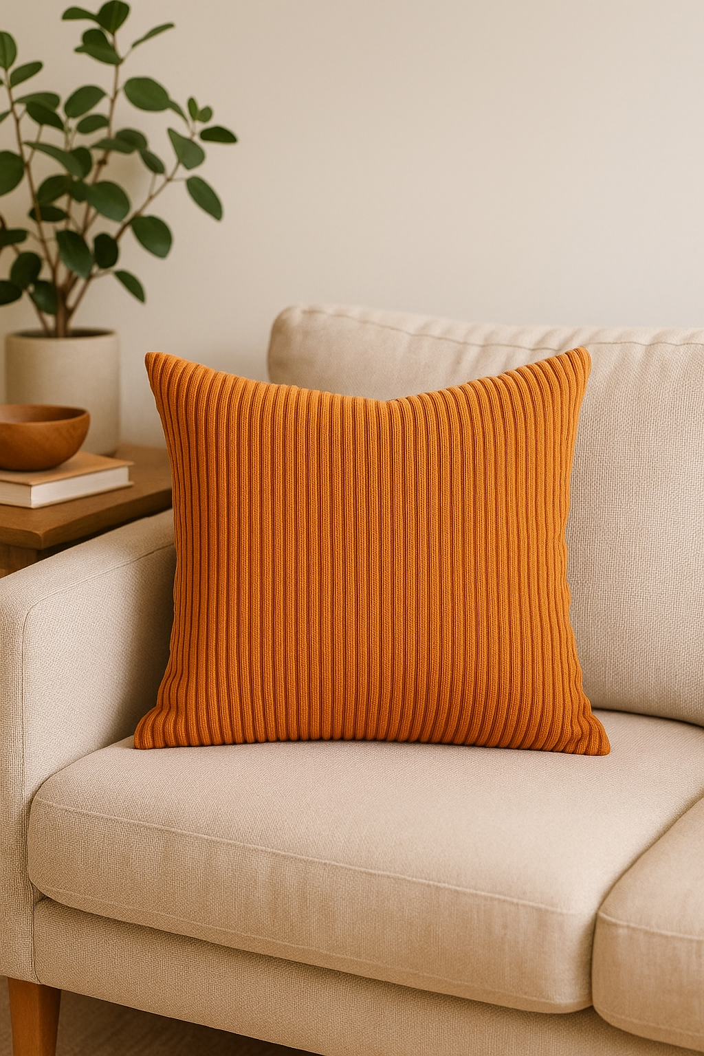 housse de coussin velours côtelé rayé pour canapé-lit - vue 2 sur 2