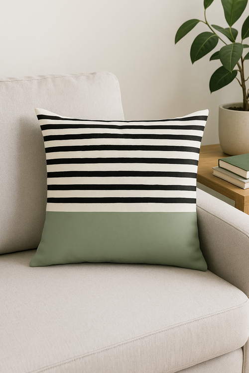 housse de coussin verte géométrique abstraite pour décoration intérieure - vue 2 sur 2