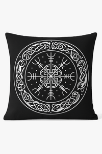 housse de coussin viking amulet motif géométrique noir et blanc