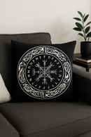 housse de coussin viking amulet motif géométrique noir blanc