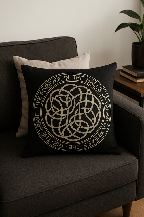 housse de coussin viking amulet motif géométrique noir et blanc - vue 2 sur 2