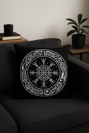 housse de coussin viking amulet motif géométrique noir et blanc