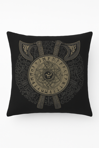 housse de coussin viking amulet motif géométrique noir et blanc
