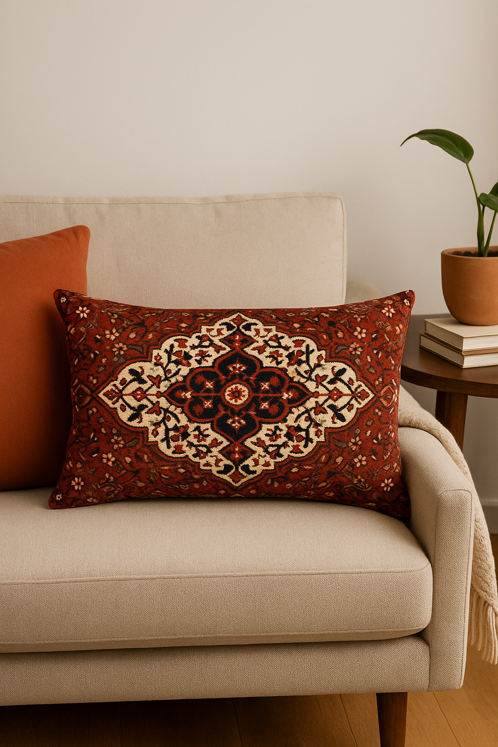 housse de coussin vintage à motif mandala pour déco intérieure - vue 2 sur 2